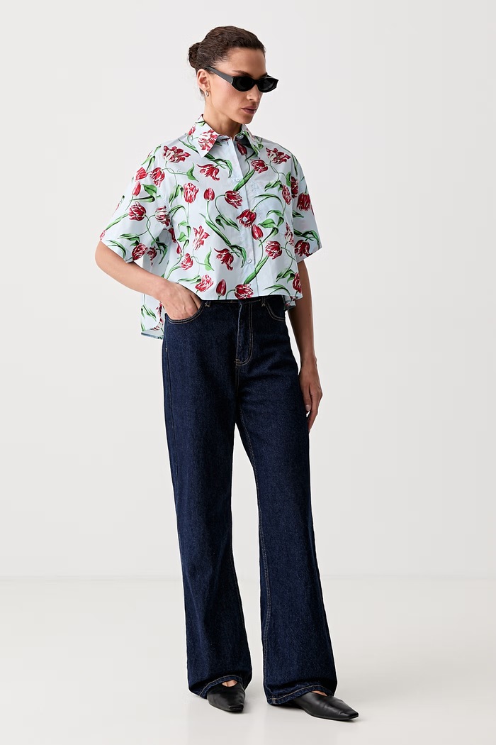 Kenzo košeľa dámska bavlnená FG62CH2469O2 modrá AW26