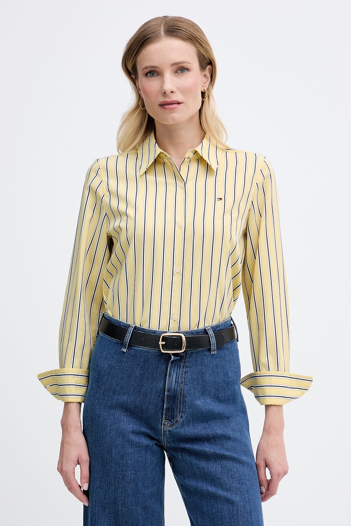 Tommy Hilfiger koszula damska bawełniana żółty WW0WW51155