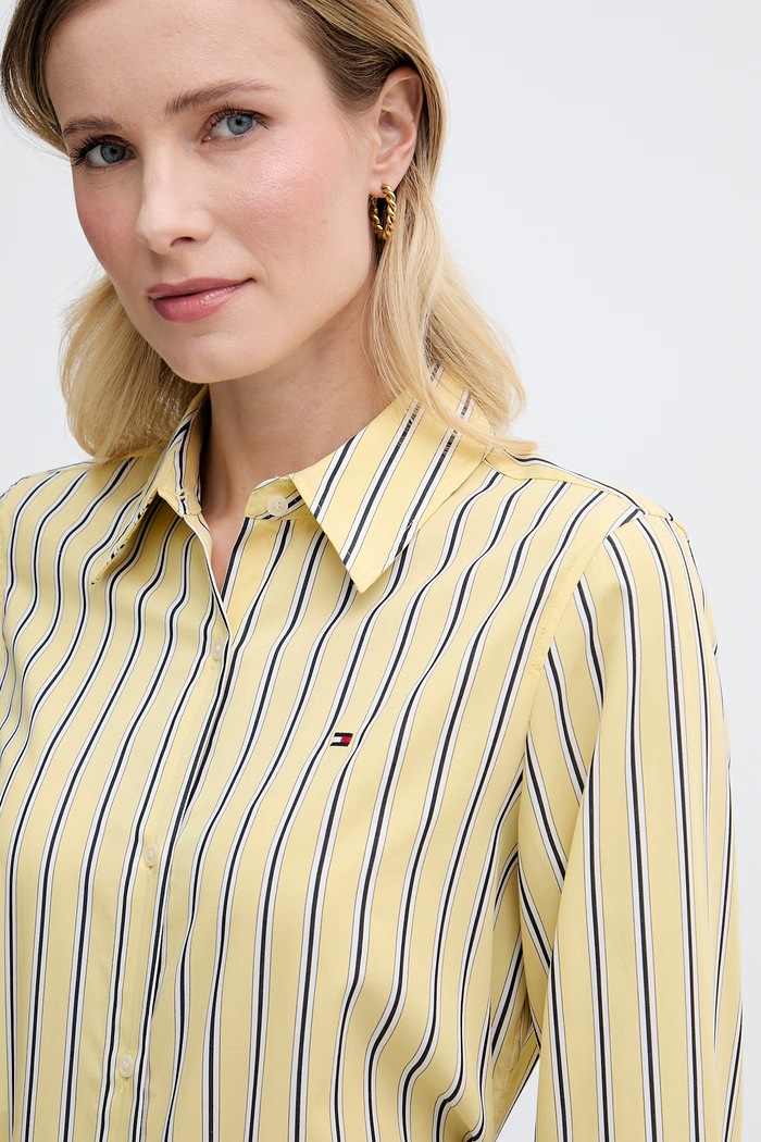Tommy Hilfiger koszula damska bawełniana żółty WW0WW51155