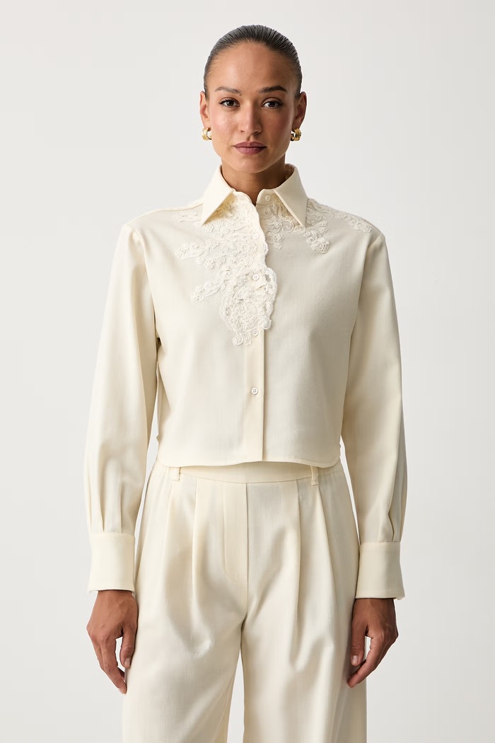 Ermanno Scervino LIFE koszula damska z wełną merino beżowy D494K601YBM