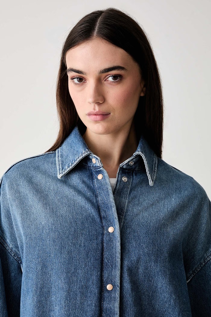 BOSS Orange koszula damska jeansowa C_OVERSHIRT 4.0 niebieski 50567186