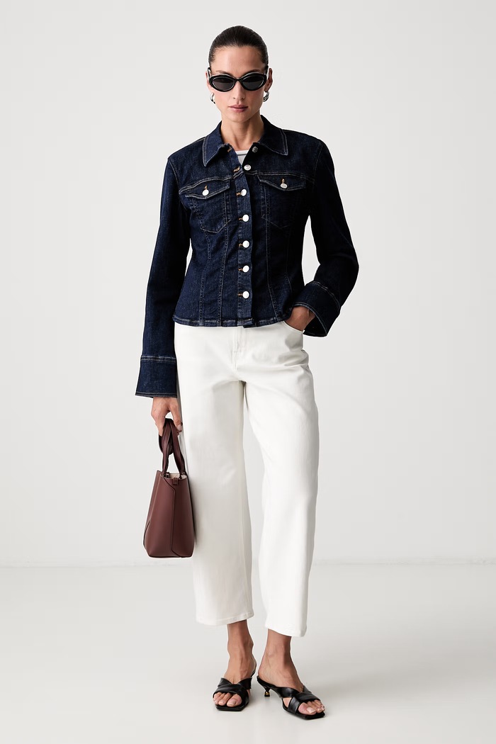 Calvin Klein Jeans košulja za žene traper LV047G749G mornarsko plava AW26