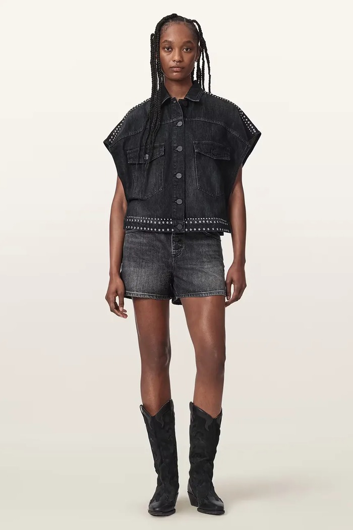 Îmbrăcăminte AllSaints cămașă pentru femei, din denim ALBA W132PE negru