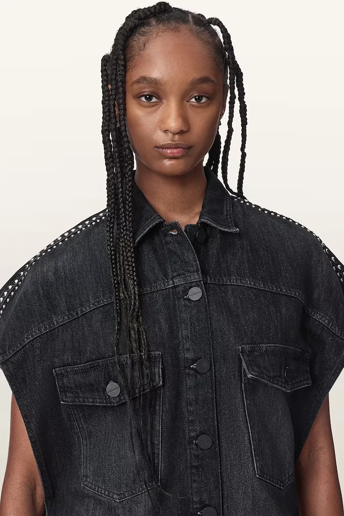 AllSaints cămașă pentru femei, din denim ALBA negru W132PE