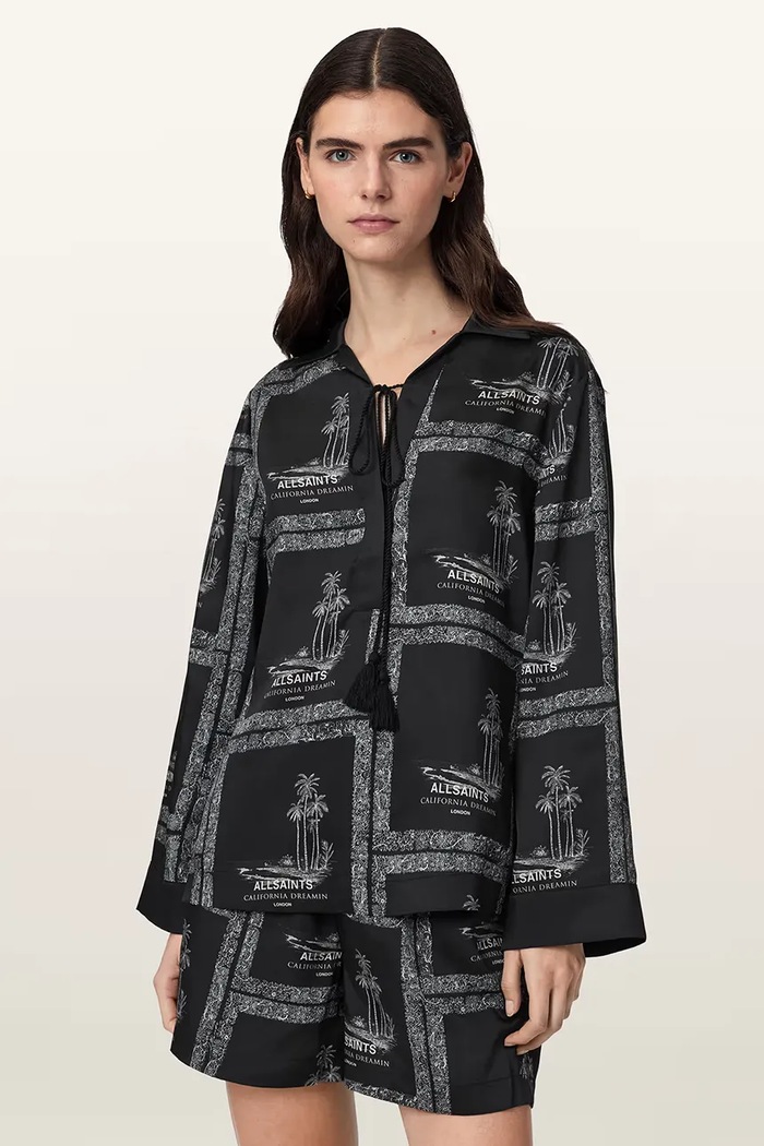 AllSaints bluzka koszulowa damska LETTIE czarny W117PE