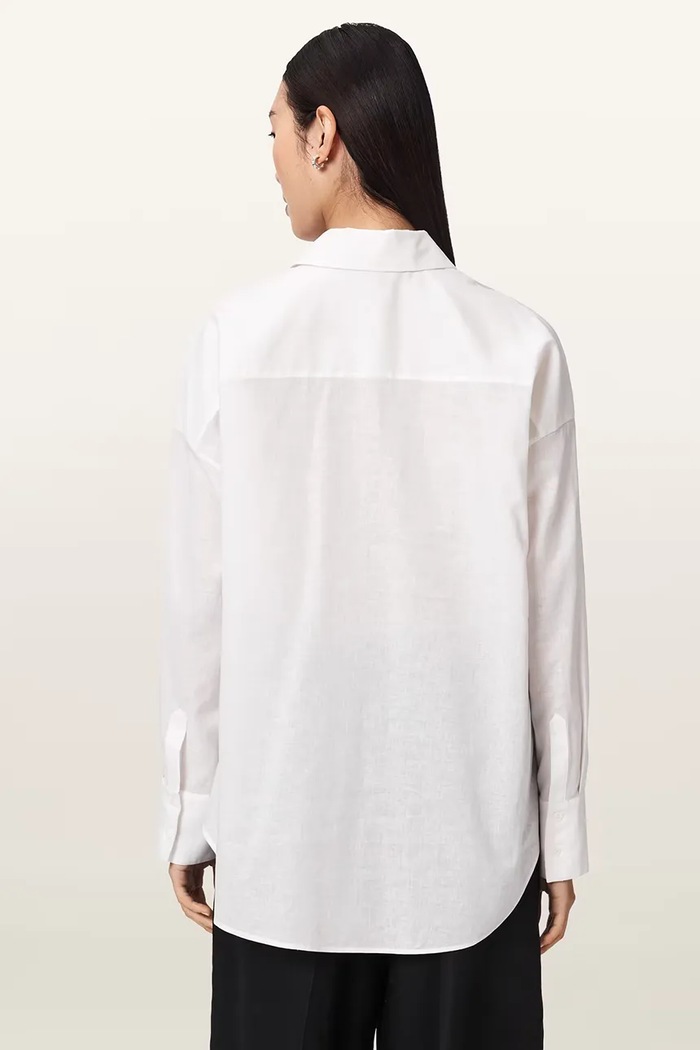 AllSaints koszula damska z lnem SPARROW W093PE biały AW26