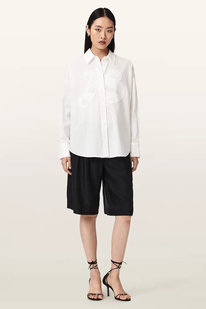 AllSaints koszula damska z lnem SPARROW biały W093PE