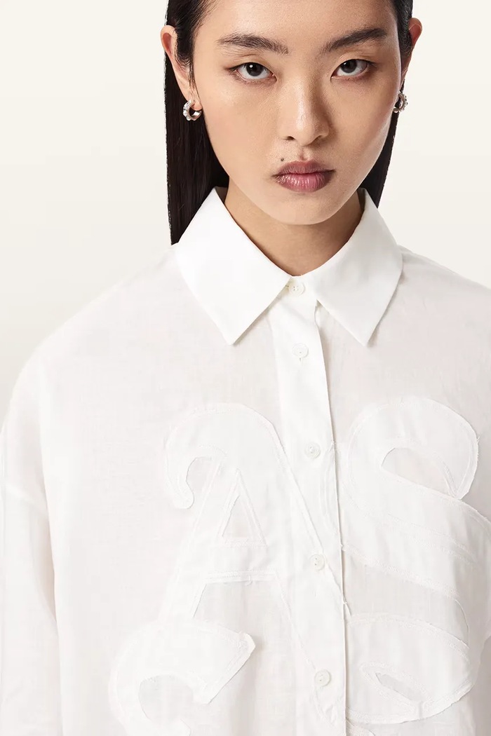 AllSaints koszula damska z lnem SPARROW W093PE biały