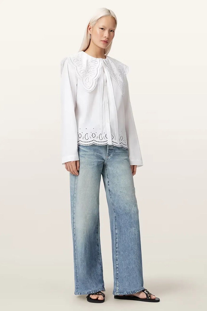 Îmbrăcăminte AllSaints cămașă pentru femei, din bumbac MARIE W042PE alb