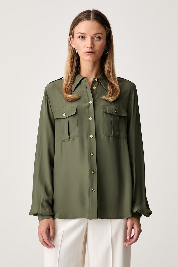 Marciano by Guess košeľa dámska s viskózou NORI zelená G6YH12.W3138