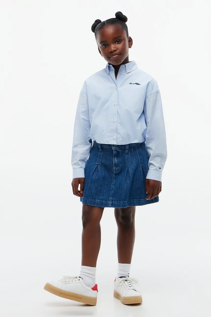 Koszula dziecięca bawełniana Tommy Hilfiger KG0KG09562.9BY2 niebieski