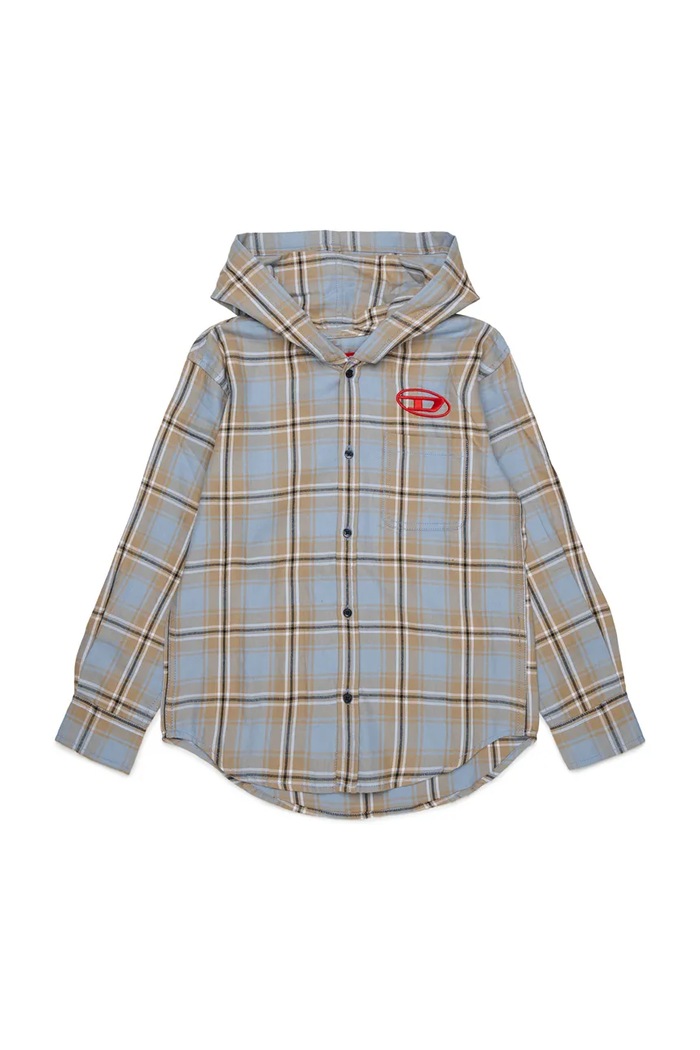 Diesel Koszula dziecięca bawełniana CHECK OVER SHIRT niebieski J02970.KXBU9