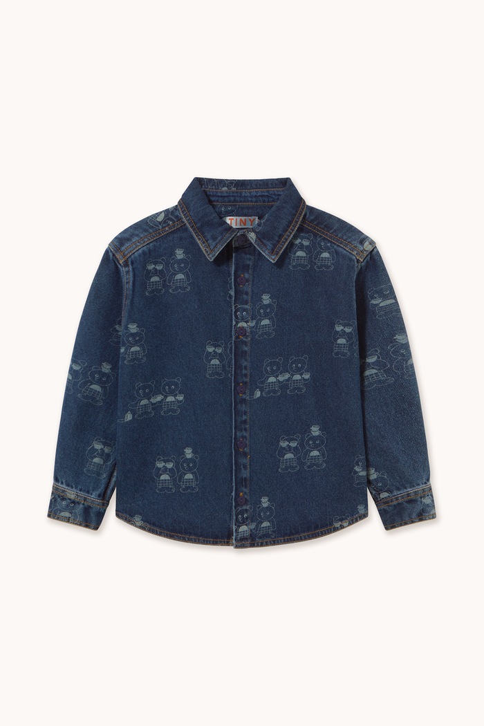 Tinycottons Koszula dziecięca bawełniana TINY TEA ROOM 2 DENIM SHIRT AW26.194 niebieski AW26