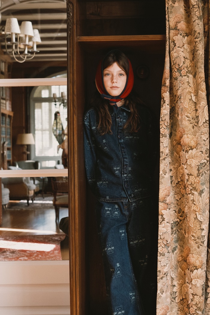 Tinycottons Koszula dziecięca bawełniana TINY TEA ROOM 2 DENIM SHIRT AW26.194