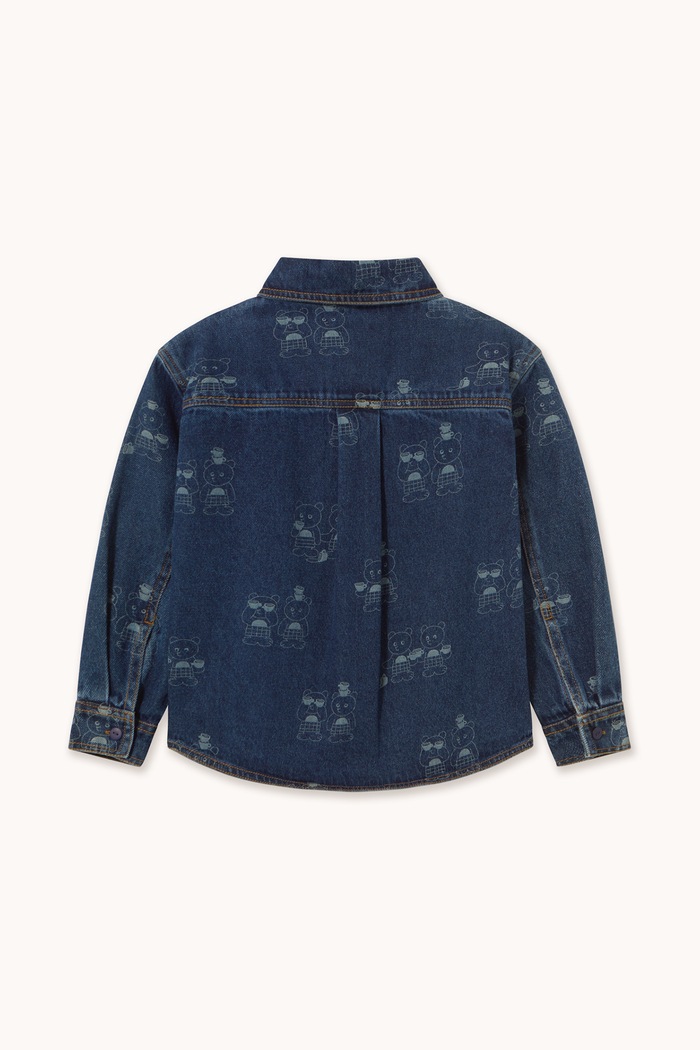 Chłopiec Tinycottons Koszula dziecięca bawełniana TINY TEA ROOM 2 DENIM SHIRT AW26.194 niebieski