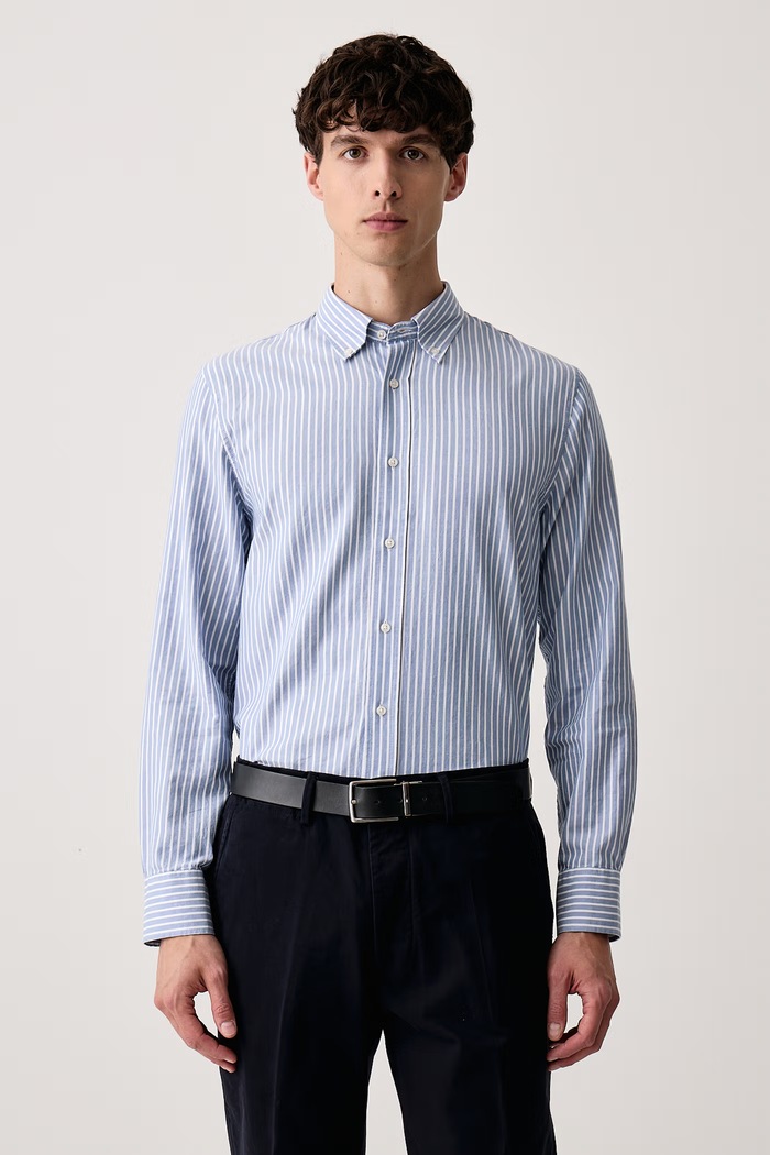 Officine Generale Πουκάμισο ανδρικό βαμβακερό ALEX μπλε W26MSHI018