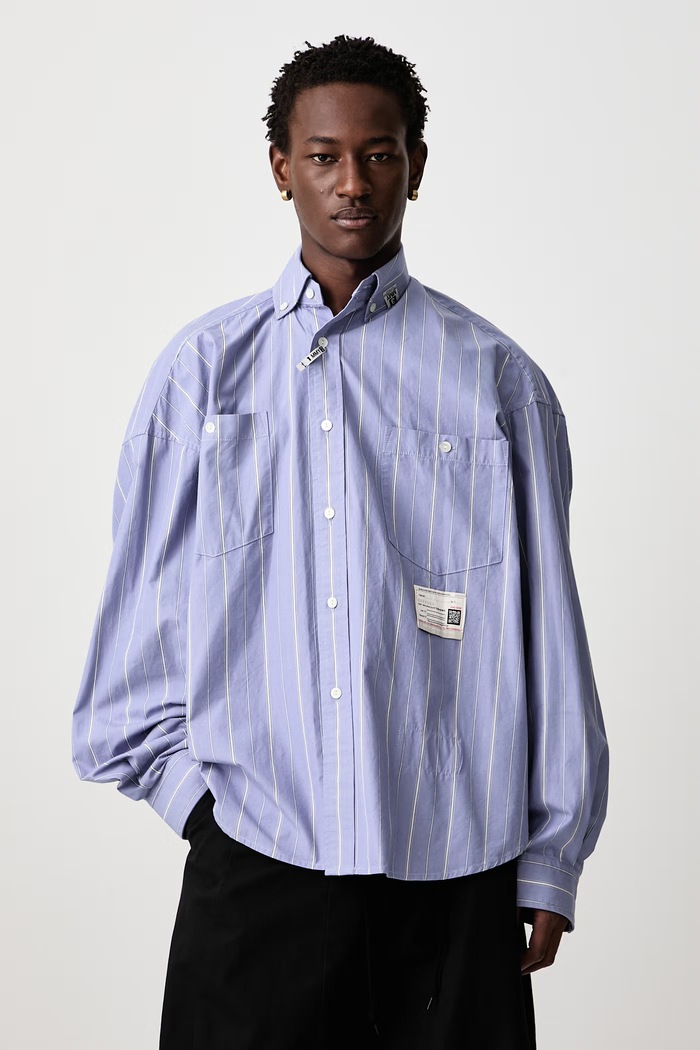 Maison MIHARA YASUHIRO Camicia in cotone da uomo blu A17SH081