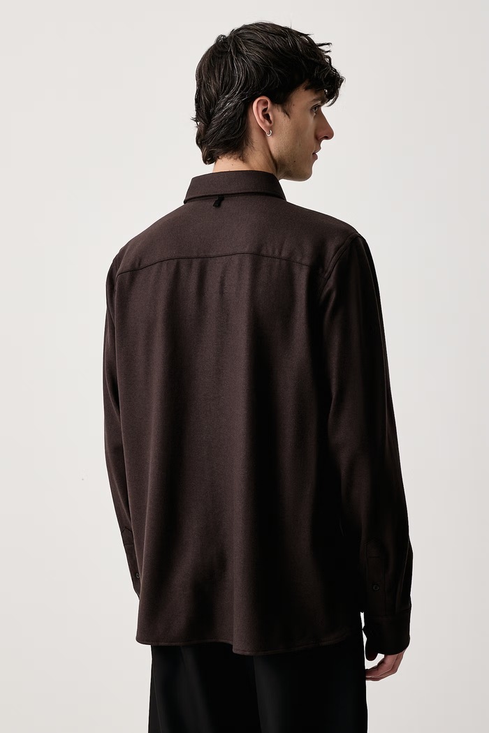 Odzież rag & bone Koszula męska z wełną RVC026FSMWO brązowy