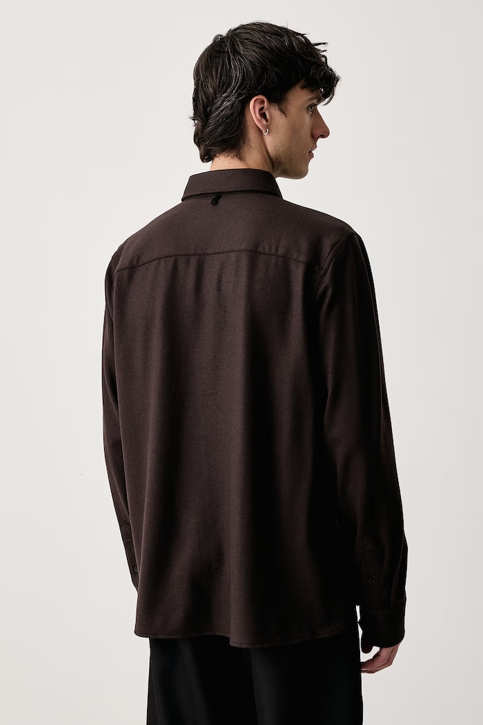 Odzież rag & bone Koszula męska z wełną RVC026FSMWO brązowy