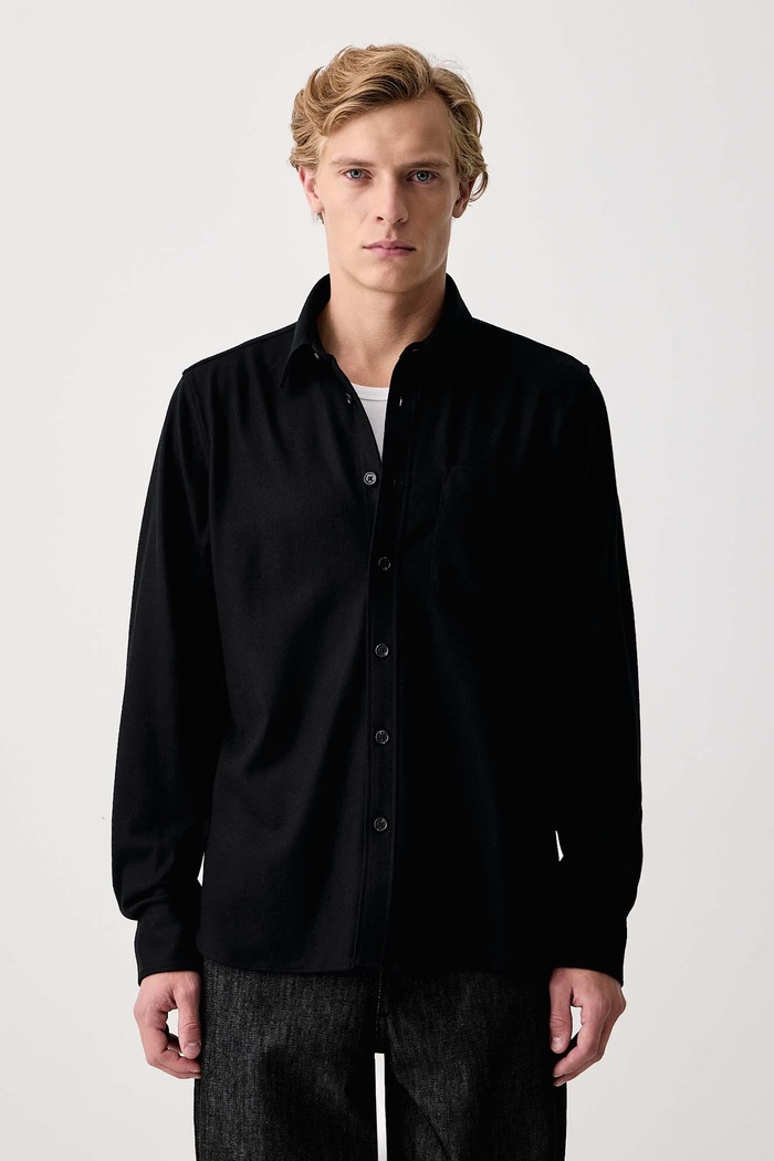 rag & bone Koszula męska z wełną czarny RVC026FSMWO