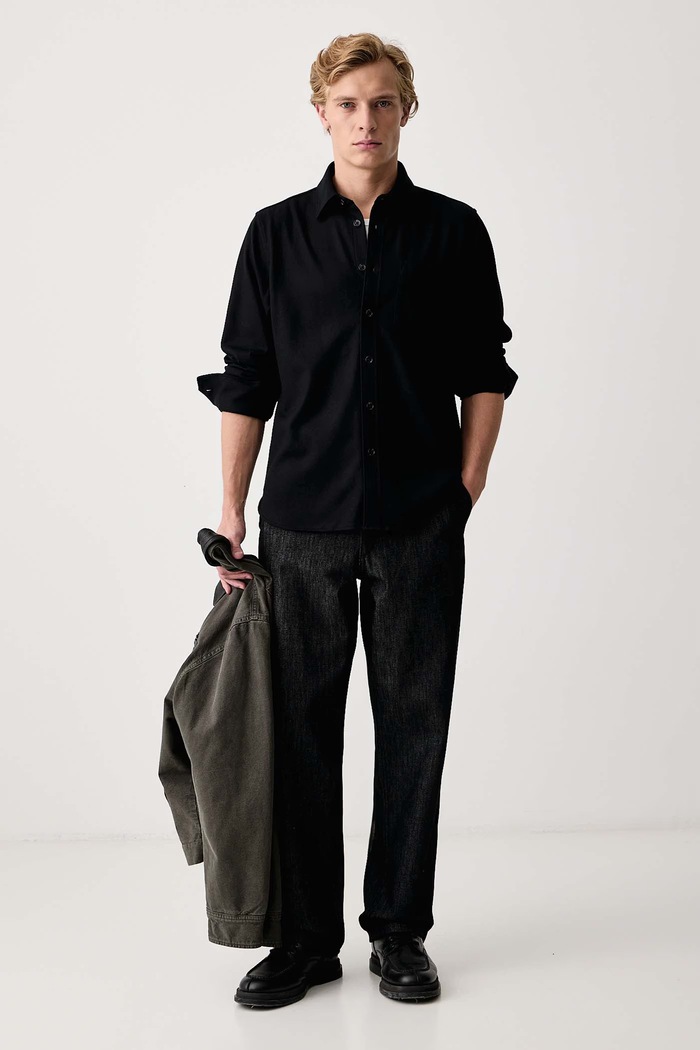 rag & bone Koszula męska z wełną RVC026FSMWO czarny AW26