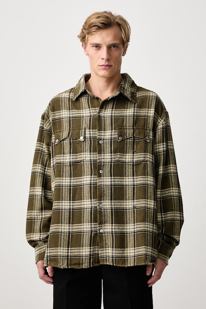 RHUDE Aviano Cargo сорочка з бавовною чоловіча зелений RHFW26SR01739