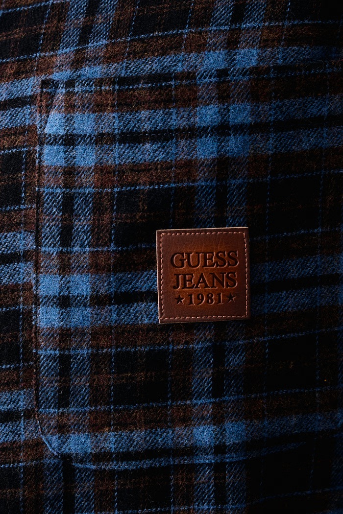 Koszula męska bawełniana Guess Jeans niebieski M6BH10.W3787