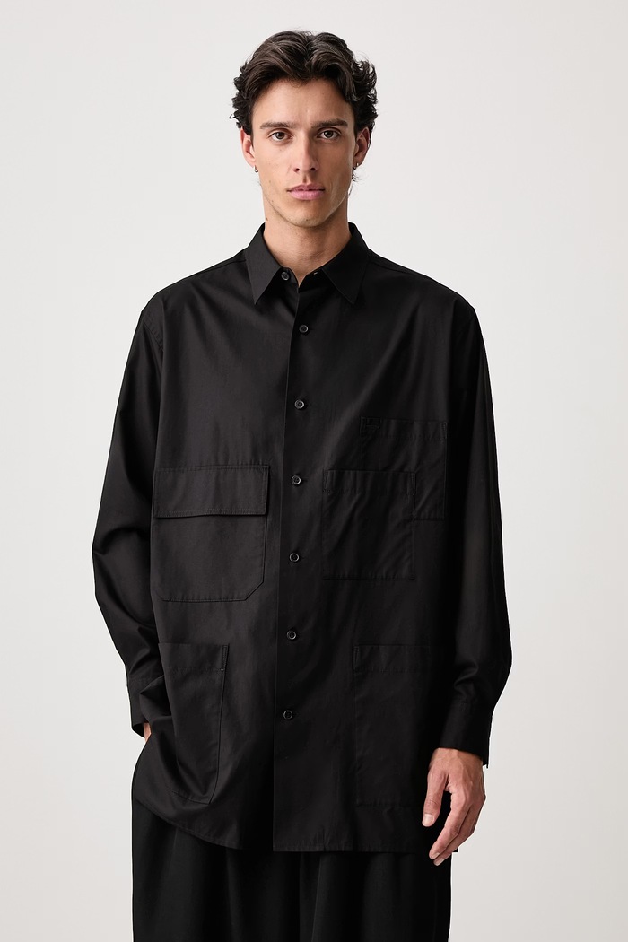 Yohji Yamamoto MULTI POCKET koszula bawełniana męska czarny KN3626