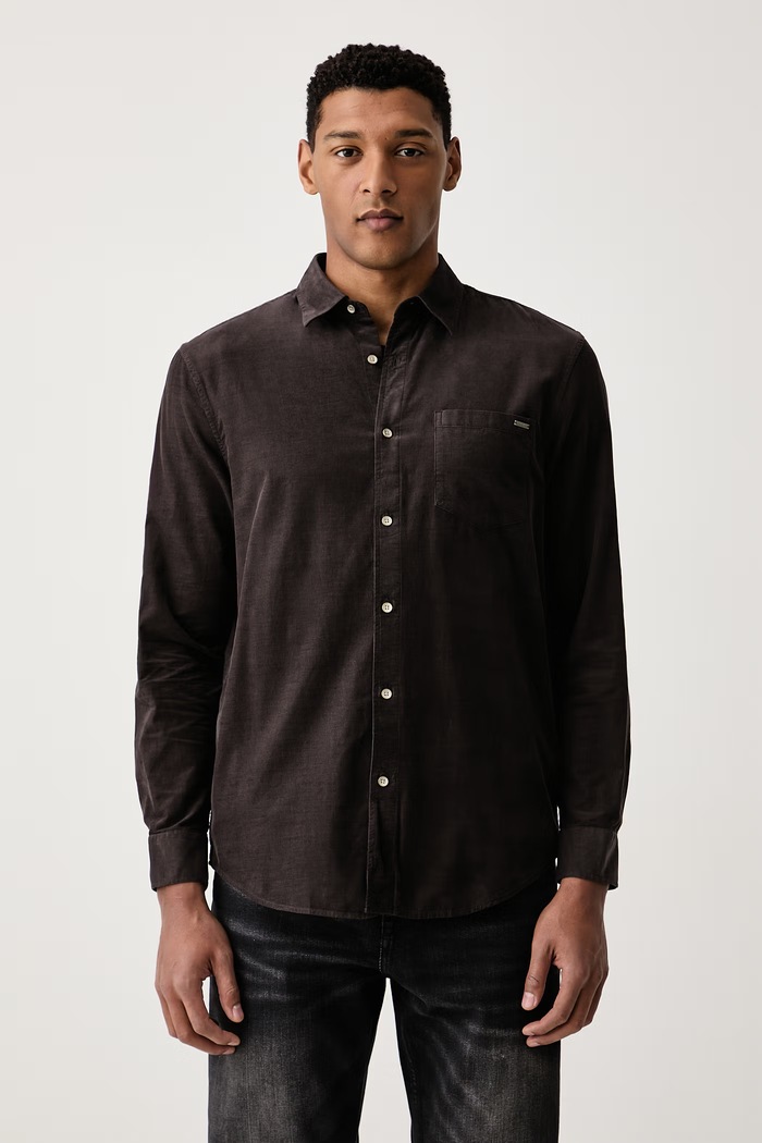 Guess Košulja za muškarce od samta smeđa M6BH40.W4288