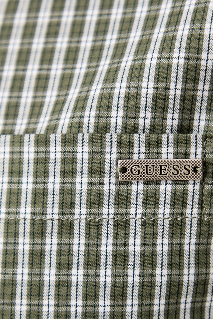 Koszula męska bawełniana z elastanem Guess zielony M6BH39.W4287