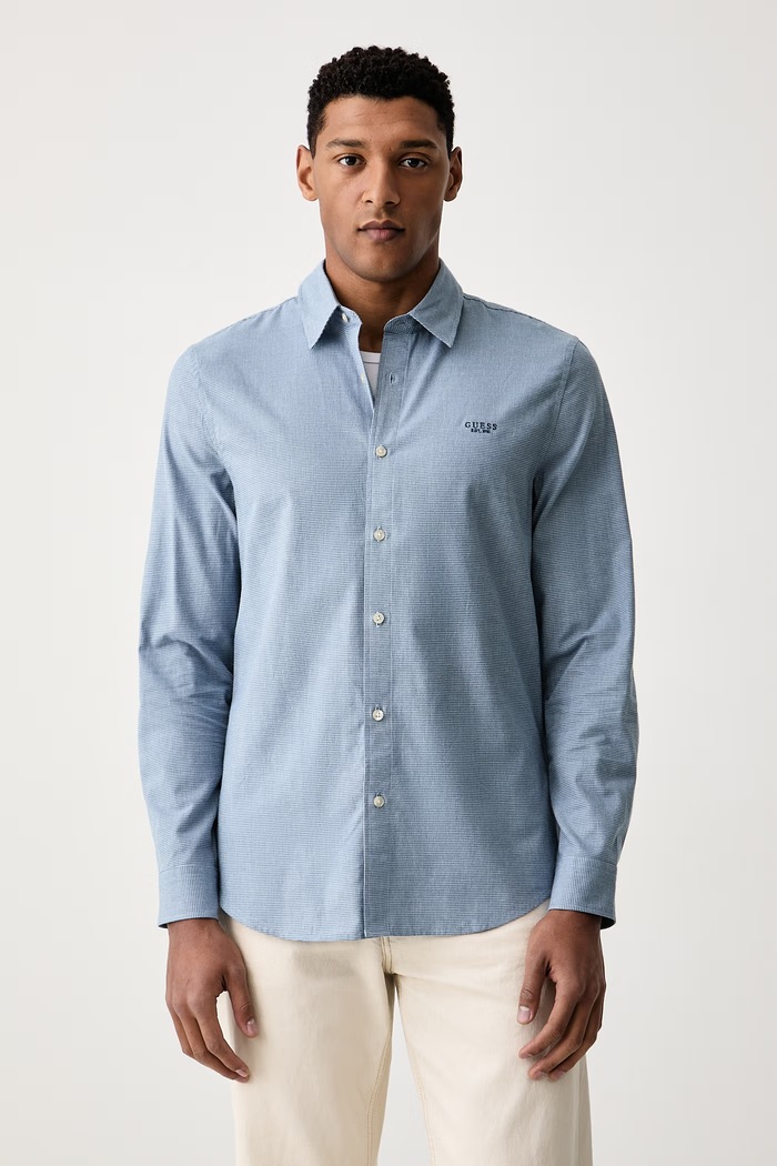 Guess Košulja za muškarce od pamuka plava M6BH33.W4283