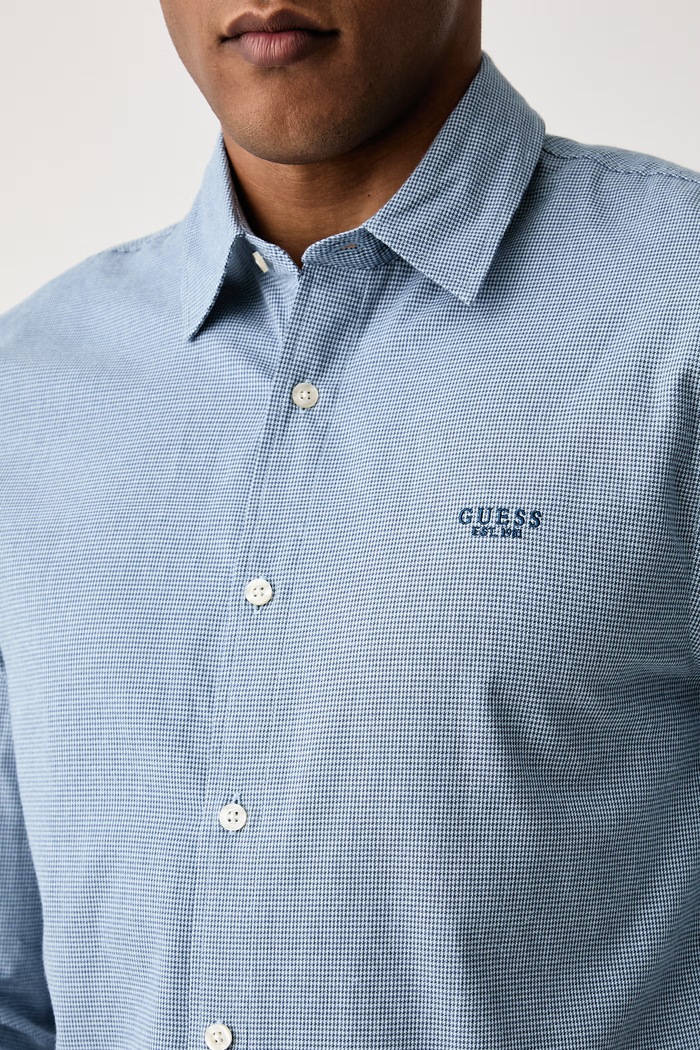 Košulja za muškarce od pamuka Guess M6BH33.W4283 plava