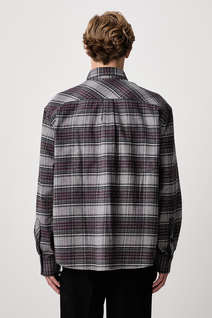 Odzież Drôle de Monsieur Koszula męska bawełniana Boxy Flanel Checked M.SH271.CO333 szary