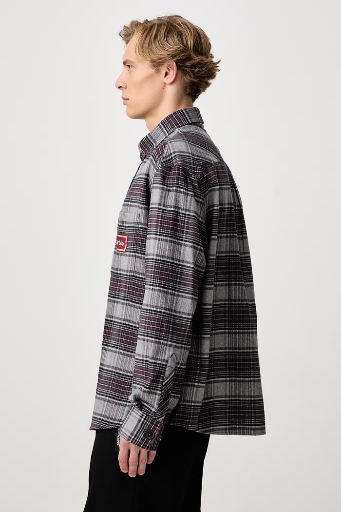 Koszula męska bawełniana Boxy Flanel Checked Drôle de Monsieur M.SH271.CO333 szary