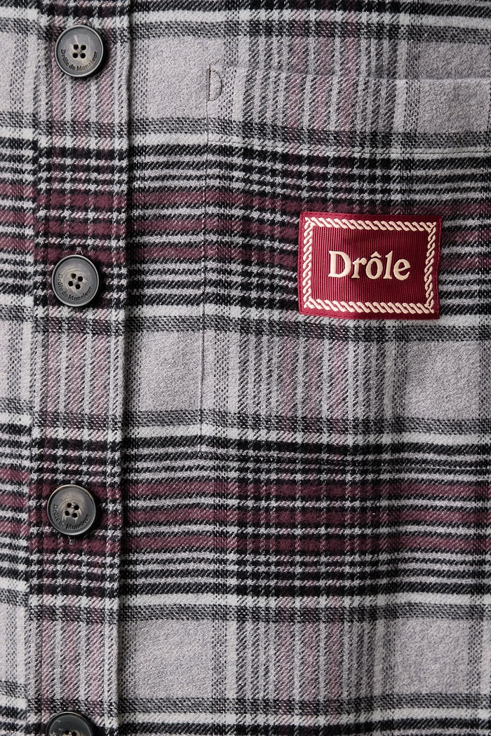 Koszula męska bawełniana Boxy Flanel Checked Drôle de Monsieur szary M.SH271.CO333