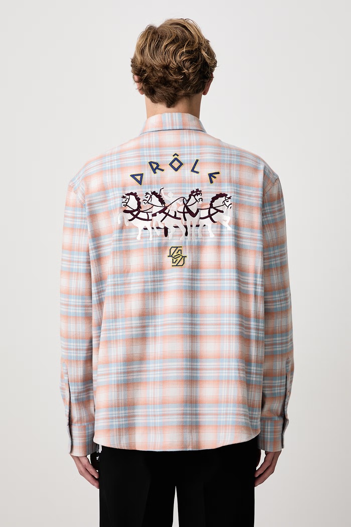 Drôle de Monsieur Koszula męska bawełniana Boxy Flanel Checked pomarańczowy M.SH271.CO332