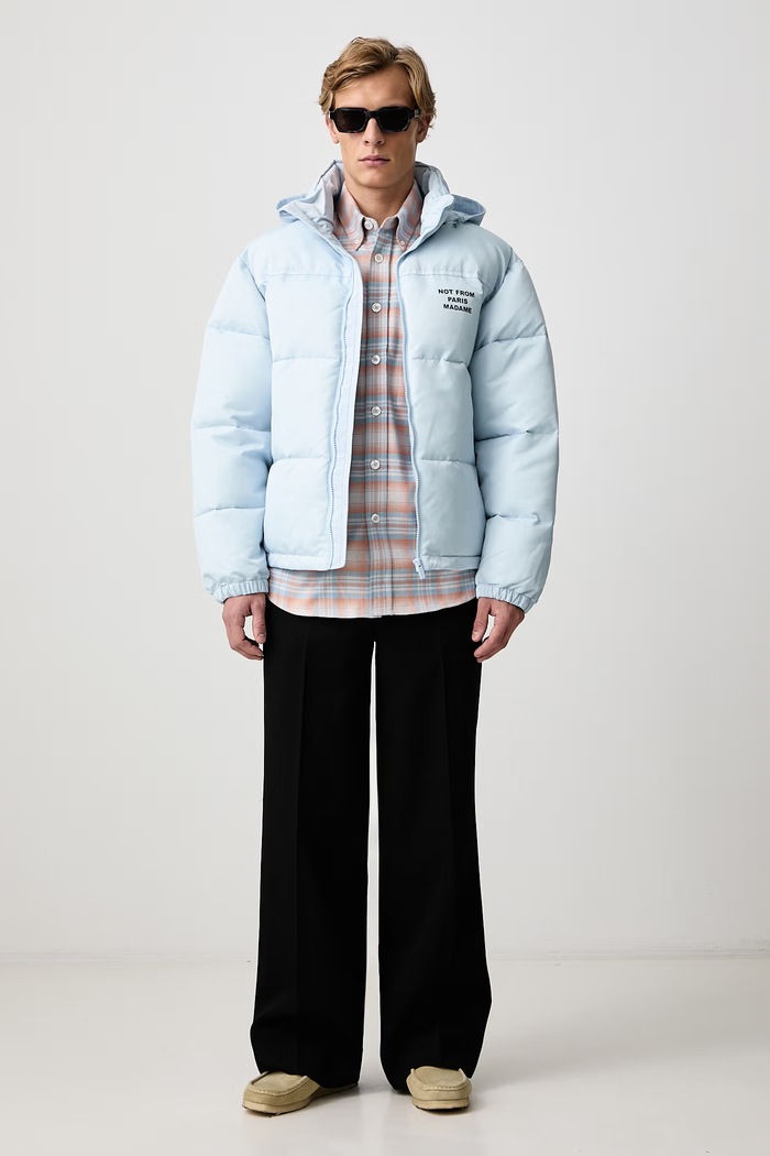 Drôle de Monsieur Koszula męska bawełniana Boxy Flanel Checked M.SH271.CO332 pomarańczowy AW26