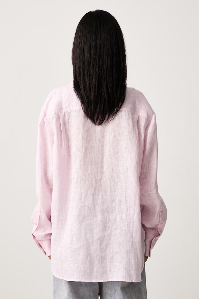 Îmbrăcăminte Frame THE LINEN BOY SHIRT cămașă din in pentru femei WE26WSH030 roz
