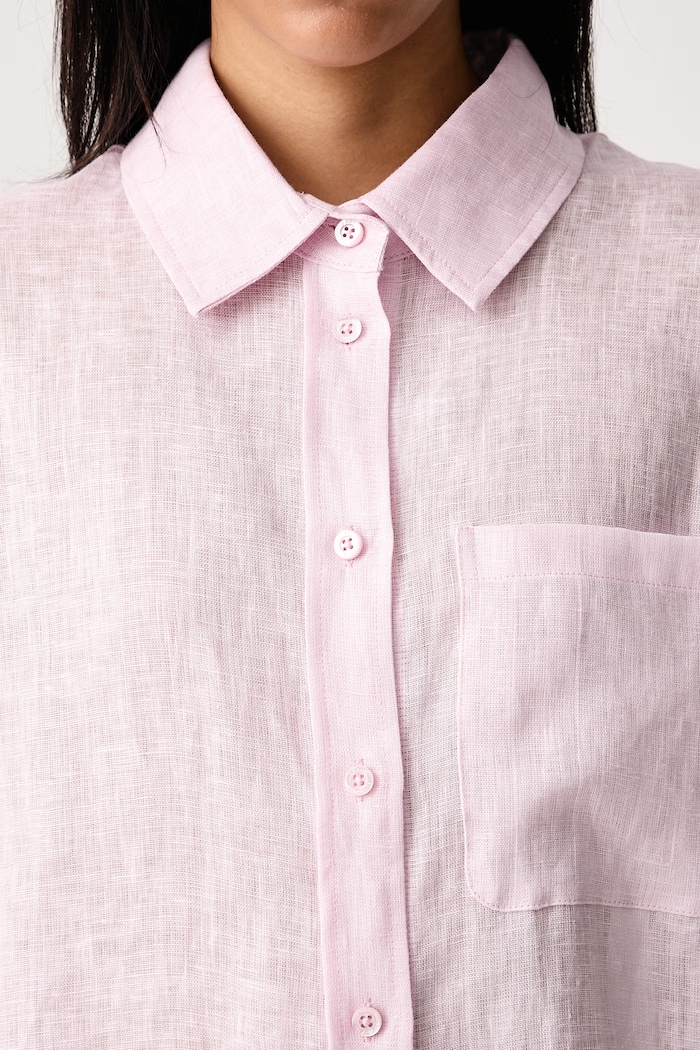 THE LINEN BOY SHIRT cămașă din in pentru femei Frame roz WE26WSH030