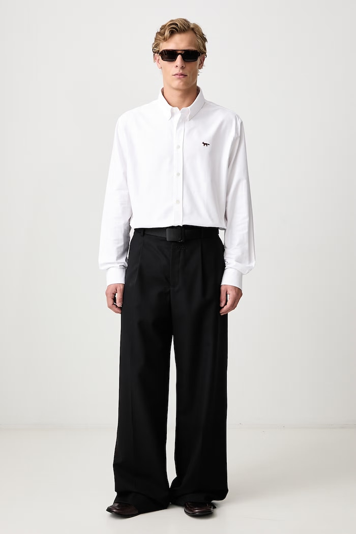 Maison Kitsuné Profile Fox koszula bawełniana męska QM00425WC5062 biały AW26