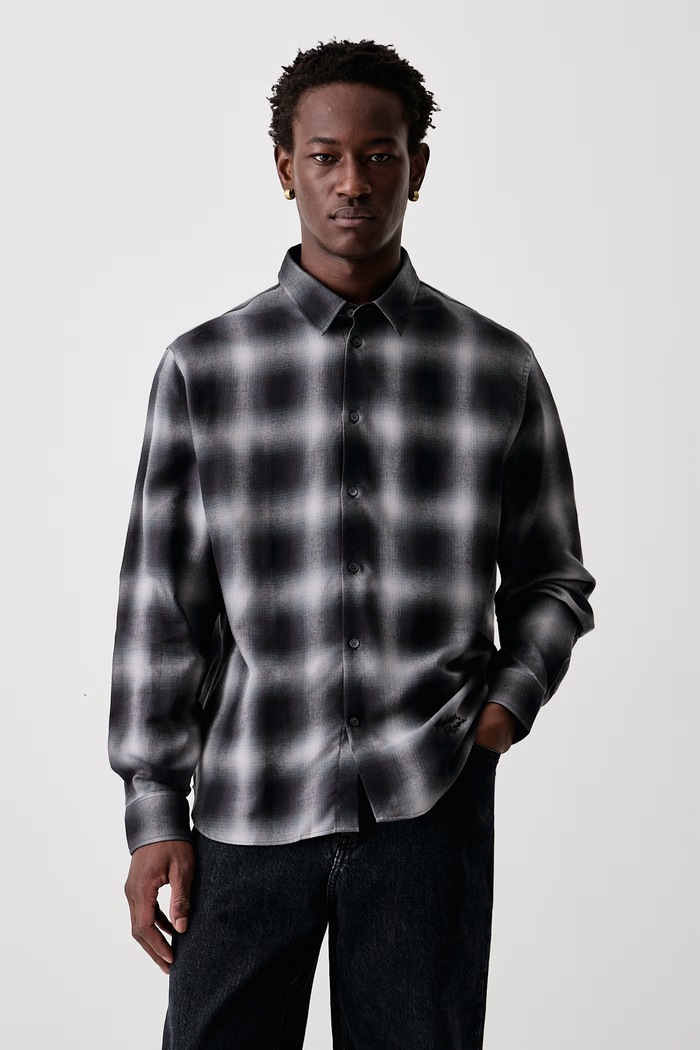 Maison Kitsuné Gradient koszula męska z bawełną szary MRMWI07WC5113