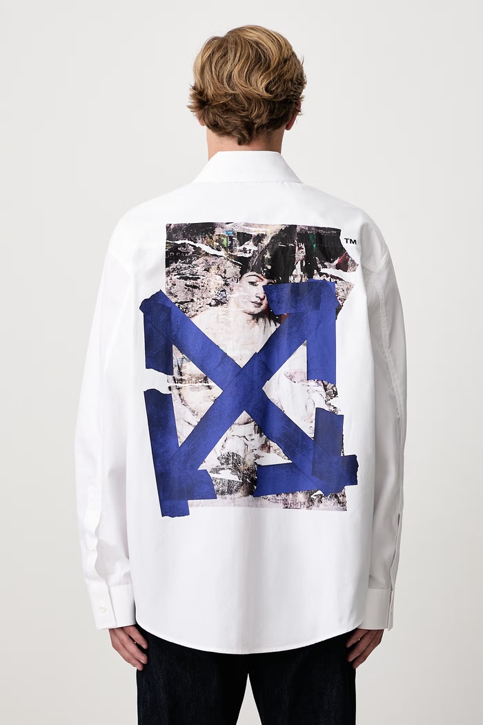 Off-White Bacco Arrow cămașă din bumbac pentru bărbați alb 44MGE055F26F002100