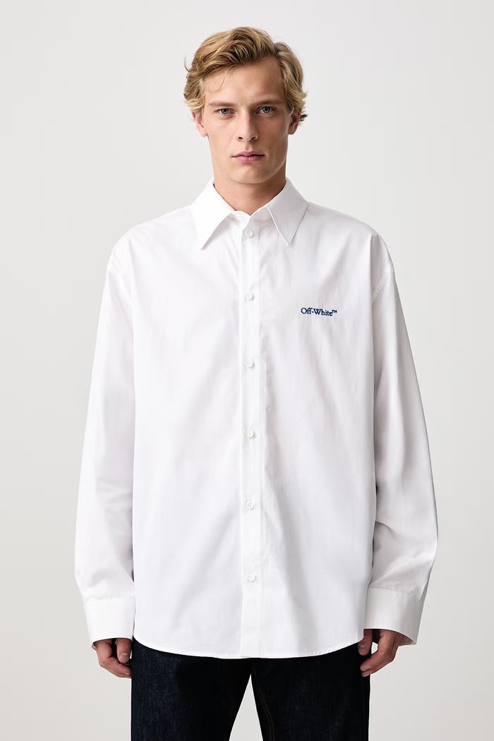 Дрехи Off-White Bacco Arrow риза от памук мъжка 44MGE055F26F002100 бял