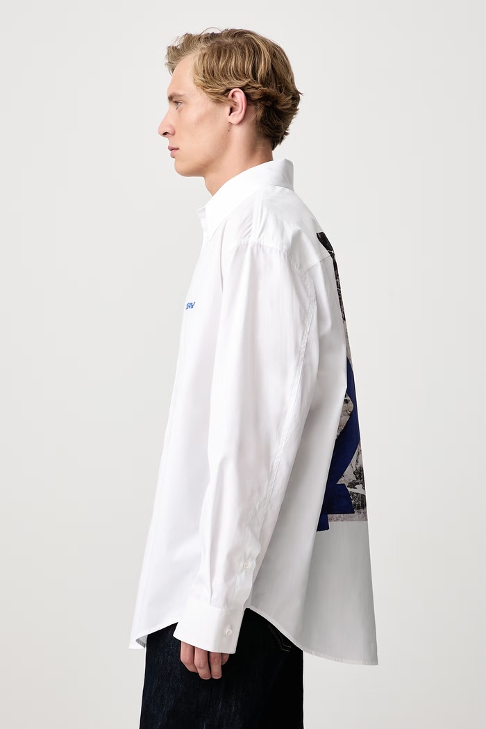 Bacco Arrow cămașă din bumbac pentru bărbați Off-White 44MGE055F26F002100 alb