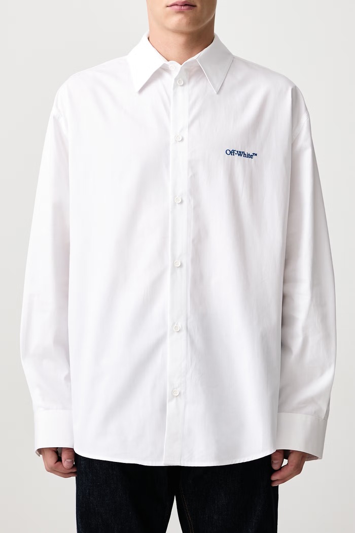 Bacco Arrow cămașă din bumbac pentru bărbați Off-White alb 44MGE055F26F002100
