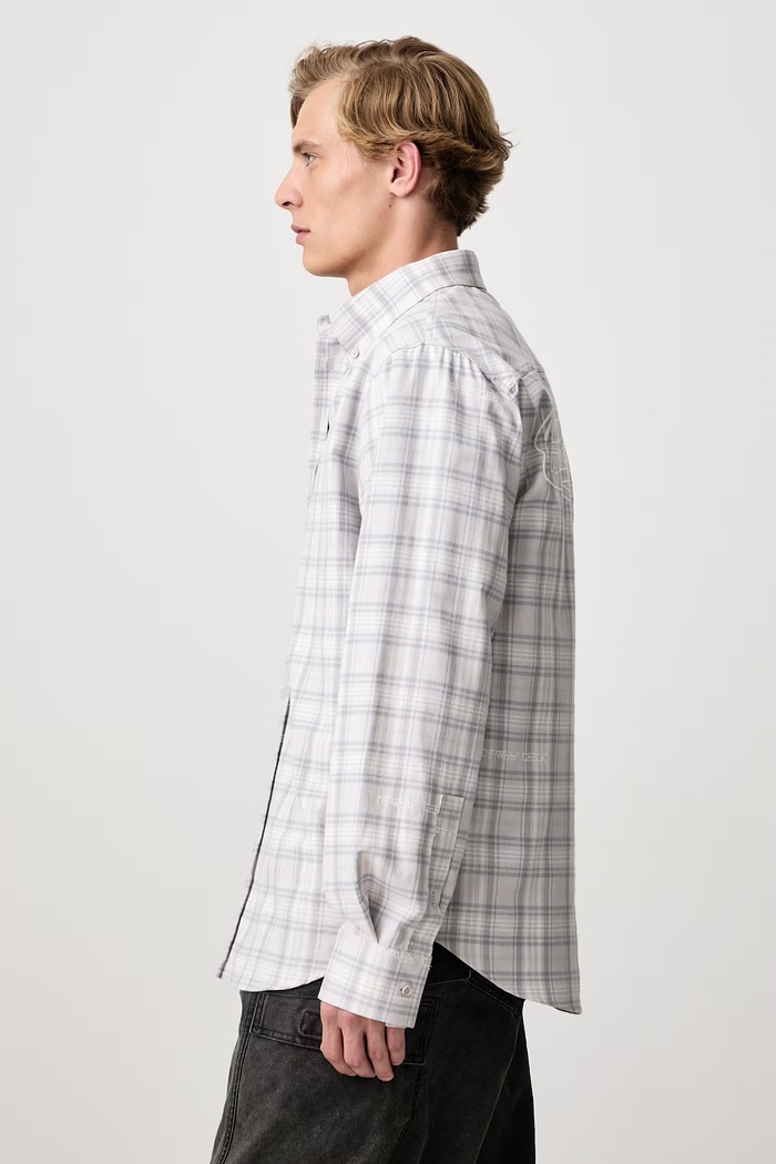 Handstyle Logo Check bluză din bumbac pentru bărbați Off-White 44MGE04MF26F003050 gri