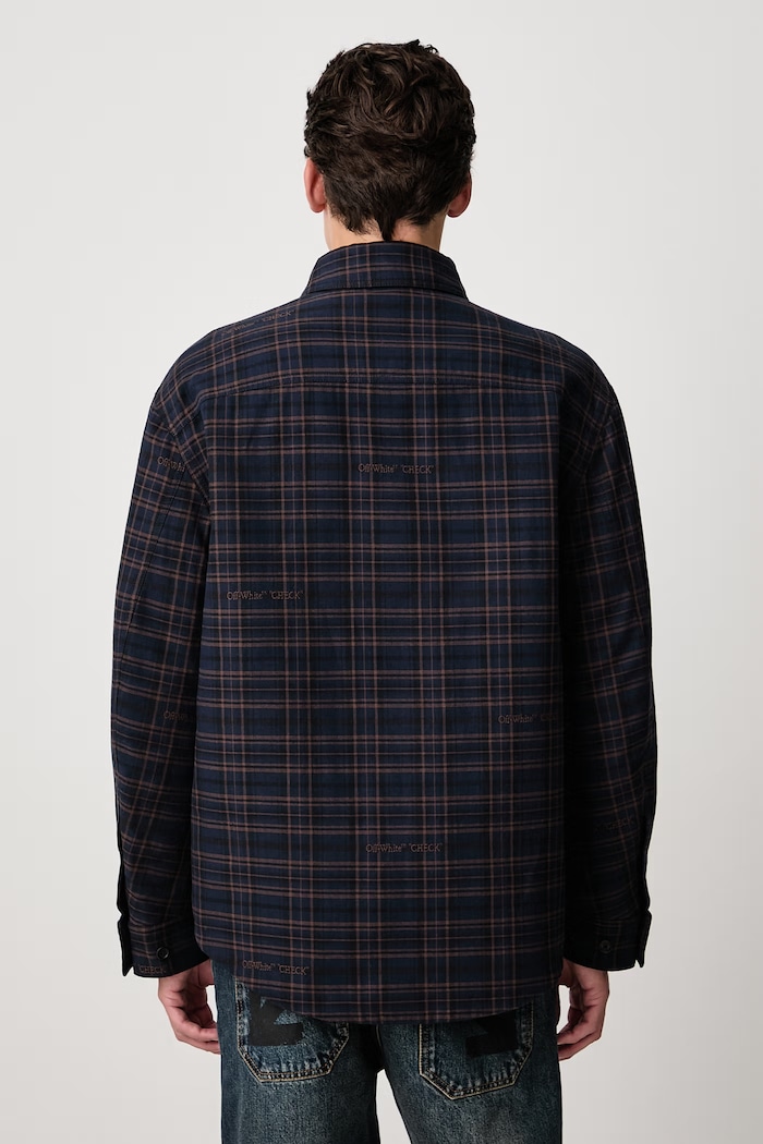 Îmbrăcăminte Off-White Lbl Check Flannel geacă tip cămașă din bumbac pentru bărbați 44MES01FF26F001411 bleumarin