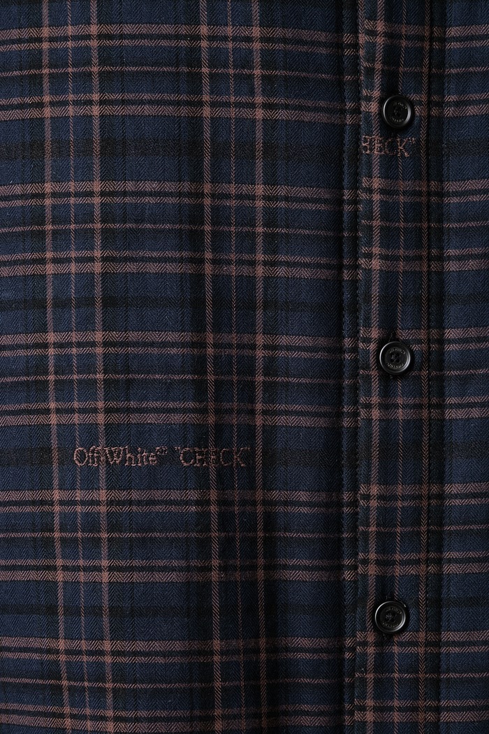 Off-White Lbl Check Flannel geacă tip cămașă din bumbac pentru bărbați 44MES01FF26F001411