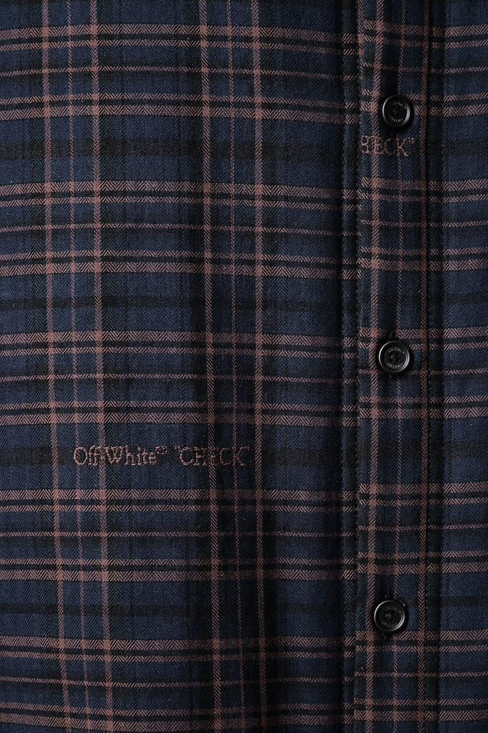 Off-White Lbl Check Flannel geacă tip cămașă din bumbac pentru bărbați 44MES01FF26F001411