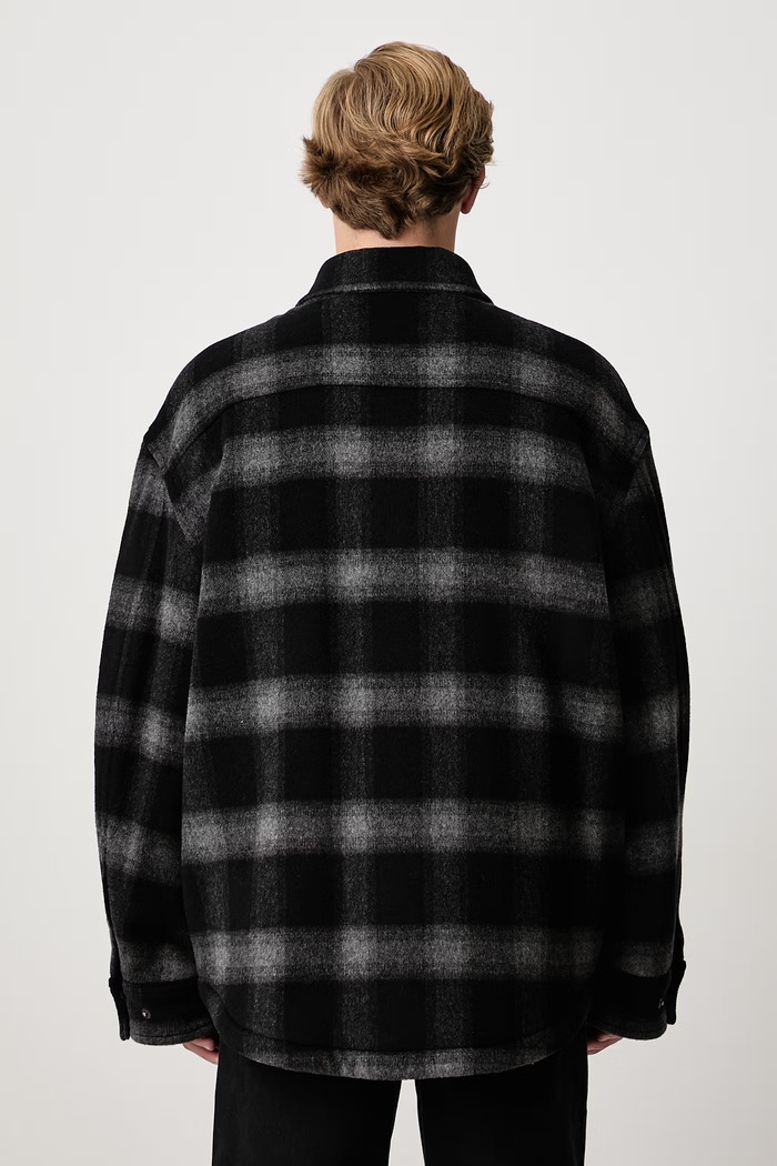Îmbrăcăminte Off-White Lbl Flannel geacă tip cămașă cu lână pentru bărbați 44MER09TF26F001001 negru